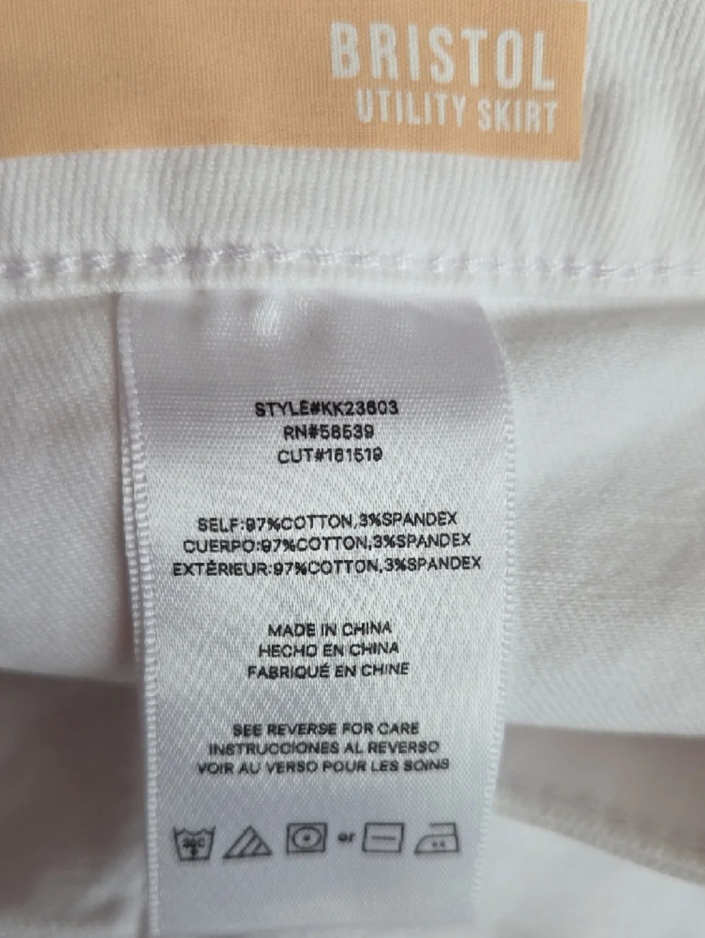 Kut from the Kloth White Denim Mini Skirt with Front Pockets